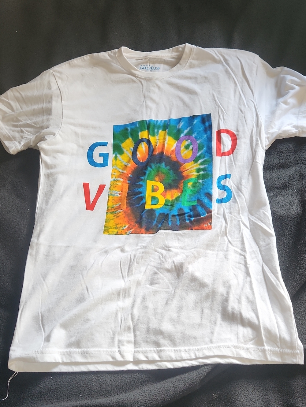 Mens "Good Vibes" Tie-Dye Graphic Tee - White